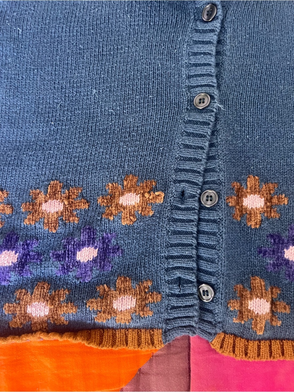 Vintage Red Paint Floral Knit Cardigan Cottagecore - Picture 4 of 5